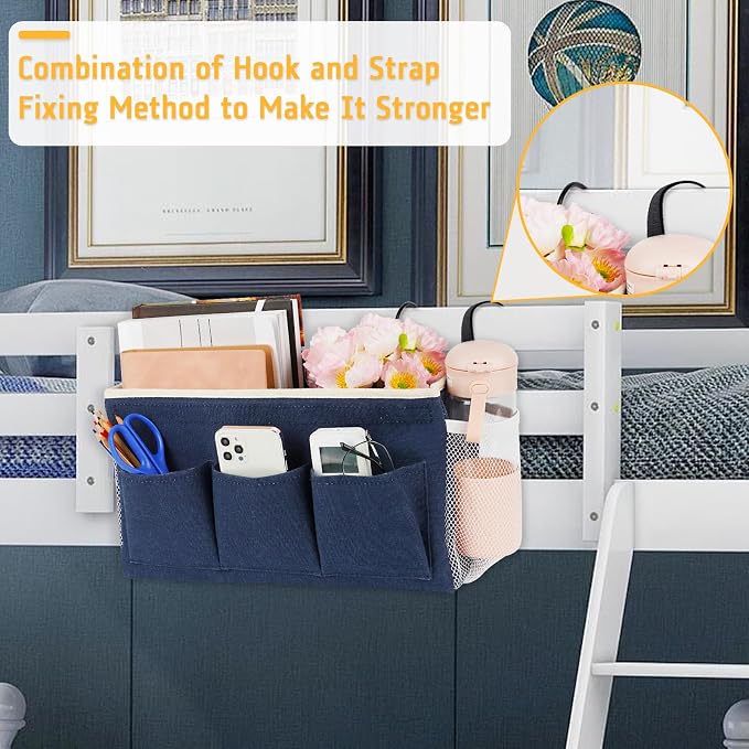 Lilithye Bedside Caddy, Bedside Storage Bag Hanging Organizer - Image 2