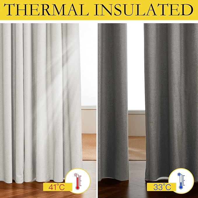 NICETOWN 100% Blackout Linen Texture Cold Blocking Curtains 84 inches Long - Image 4