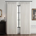 Blackout Beige White Pinch Pleated Thick Linen Curtains 90 Inches Long | Double by PleatedDrapes