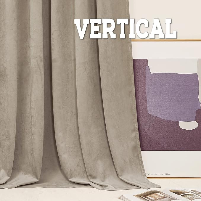 RYB HOME Camel Beige Velvet Curtains 90 inches - Image 5