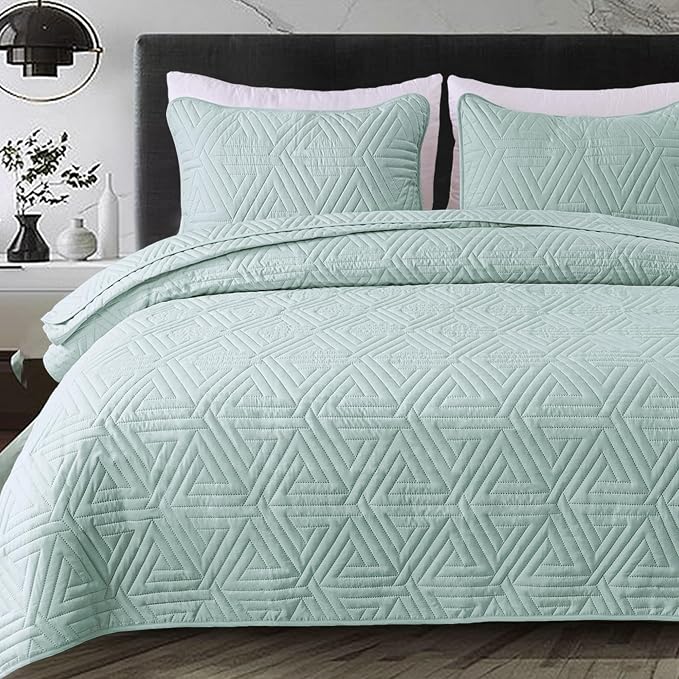 Whale Flotilla Soft Geometric Queen Quilt Set by WHALEFLOTILLA