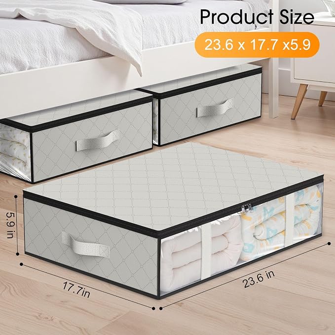 StorageRight Under Bed Storage Bags, 4 Pack, Comforters, Blankets and Seasonal - Image 2