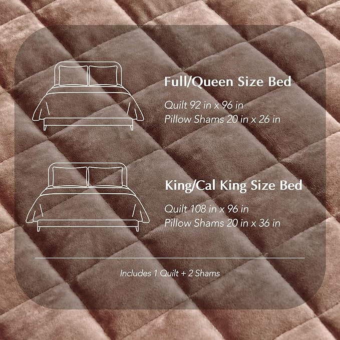 RECYCO Channel Box Stitch Velvet Quilt Set, Queen Size, Terracotta Clay | Ultra - Image 8