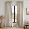 Pinch Pleated Full Blackout Linen Curtains 120 Inch by Topfinel