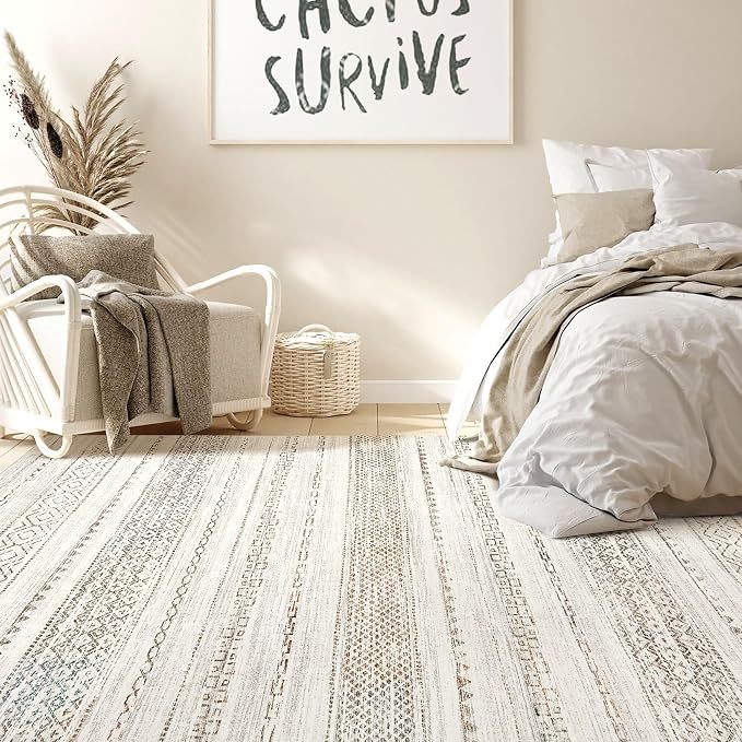 Nakagishi Boho 5x7 Area Rug Living Room Rugs Machine Washable Colorful | Soft - Image 6