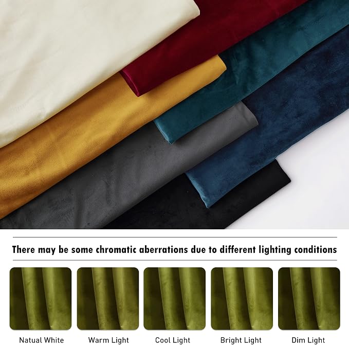 RYB HOME Moss Green Velvet Curtains 100 inches, Long Floor Length Drapes | Room - Image 5