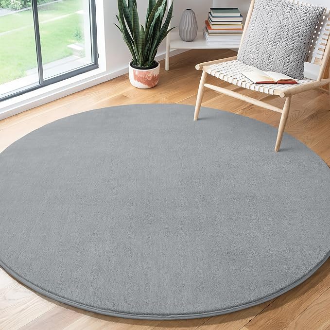 Grey Round Area Rugs 6ft Circle Rugs - Image 8