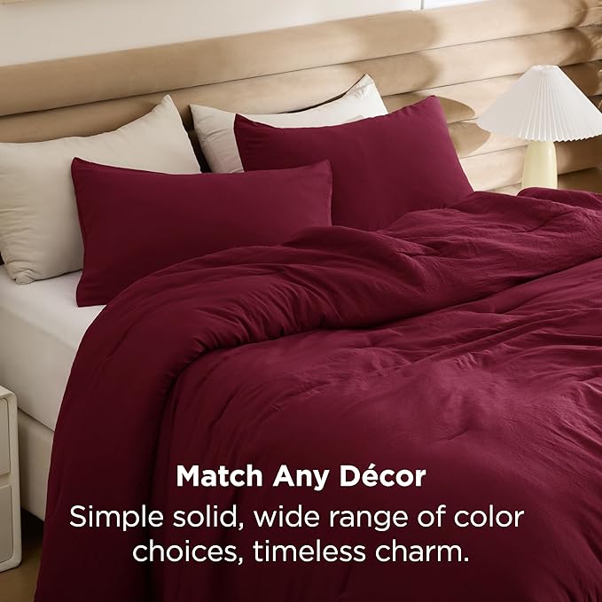 Bedsure Full Comforter Set, Dark Red Soft Prewashed Bedding - Image 5
