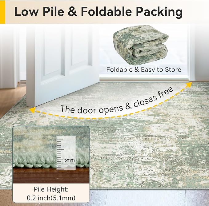 RELEANY Washable 4'x6' Abstract Area Rug - Image 6