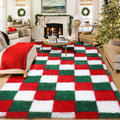 KICMOR Christmas 8x10 Area Rugs Living Room Carpet, Large Fluffy Red Green by KICMOR