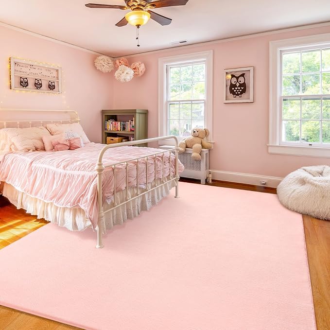 Modern Area Rugs for Bedroom Living Room, 4x6 Pink Memory Foam Rug | Thickened - Image 7