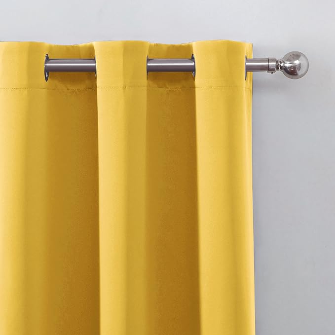 100% Blackout Curtains 52 x 95 Inch/Yellow Curtains 2 Panels - Image 7