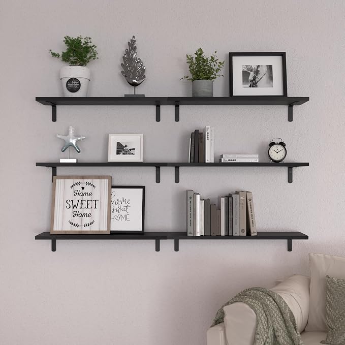 Wood Floating Shelves Set of 6, 24 inch Long Floating Shelves - Image 6