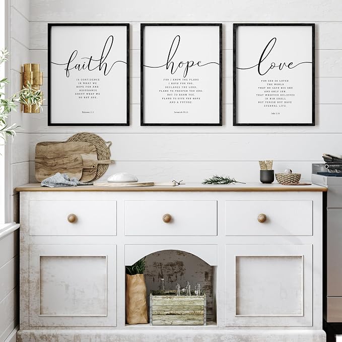 Houmury Set of 3 Framed Farmhouse Bible Verses Wall Decor Sign 11”x14” - Image 8
