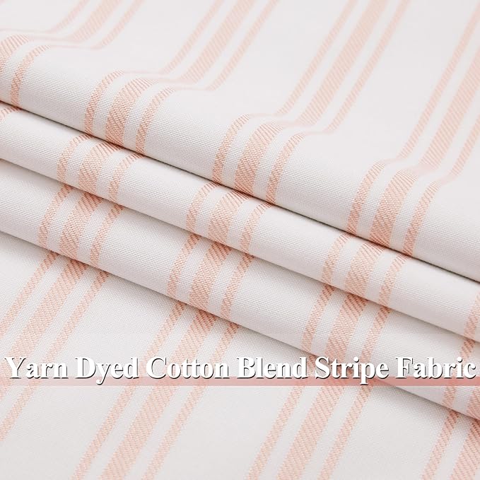 ZJDECOR 95 Inches Long Pink White Stripe Full Blackout Curtain Panels | Cotton - Image 6