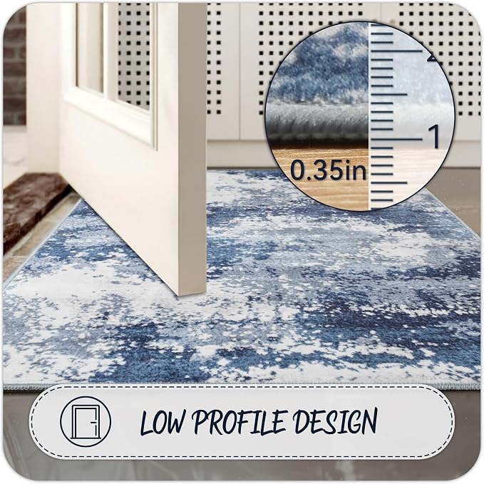 2x5 Blue Washable Kitchen Runner Rugs - Image 5