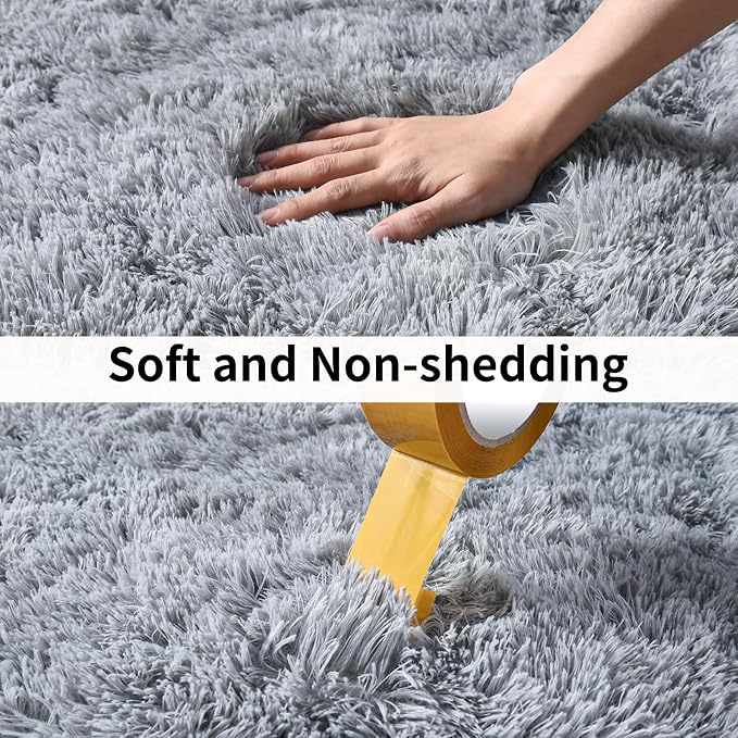 Soft Runner Rugs for Bedroom Hallways, 2x4 Grey Fluffy Shag Throw Area Rug Non - Image 4