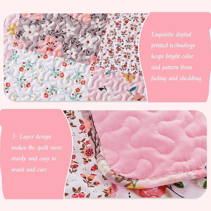 Whale Flotilla California King Size Quilt Set, Extra Soft Floral Bedspreads | - Image 7