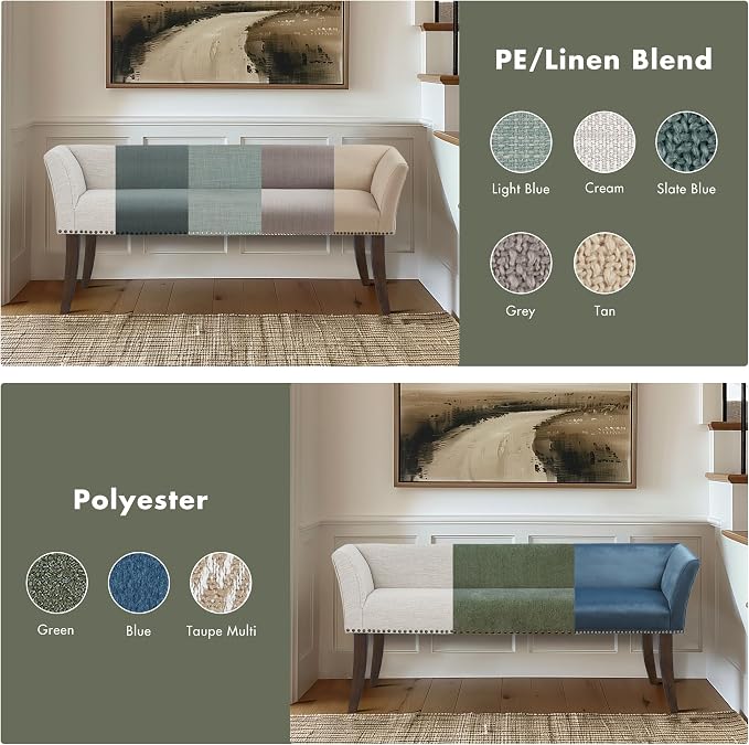 Madison Park Accent Bench, Plush Upholstered, Nailhead Trim, & Padded Seat - Image 8