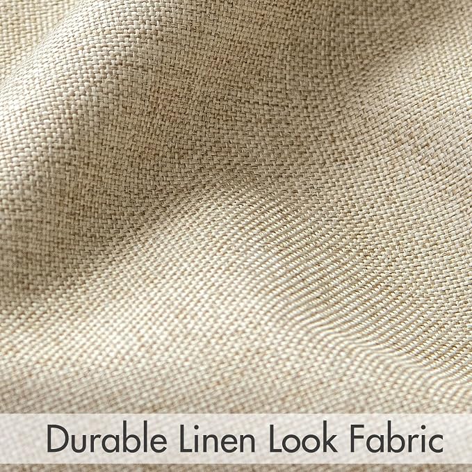 MIULEE 100% Blackout Curtains Linen Curtains & Drapes 90 Inch Oatmeal Beige | 2 - Image 5