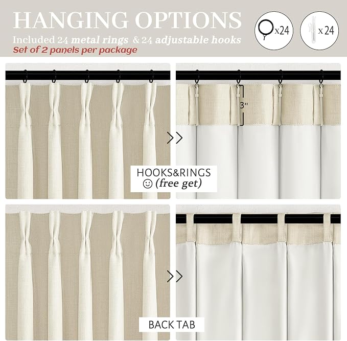 Extra Wide Pinch Pleated Blackout 102 Inch Long Curtains - Image 8