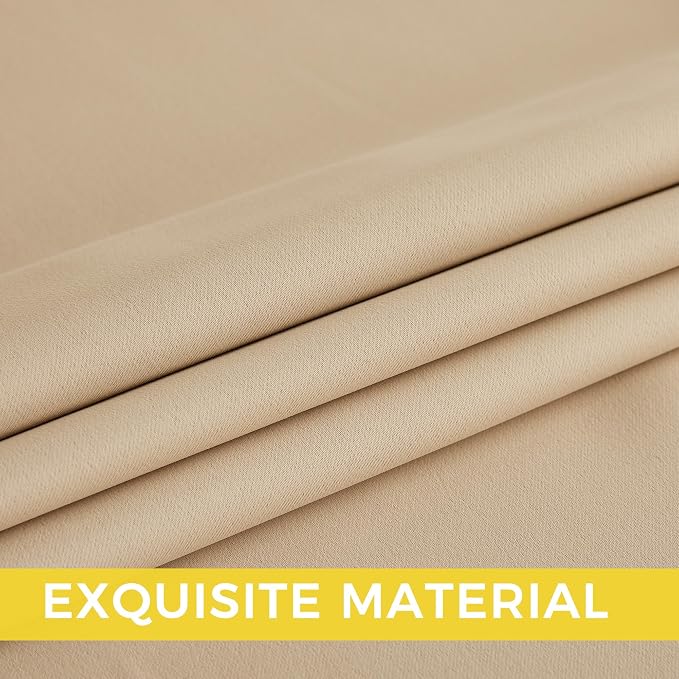 NICETOWN Beige Room Darkening Curtains 63 Inches Long 2 Panels - Image 5