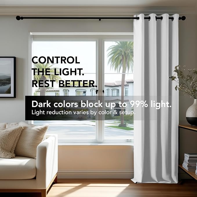 Deconovo Blackout Curtains for Bedroom and Living Room 54 Inches Long | Black - Image 5