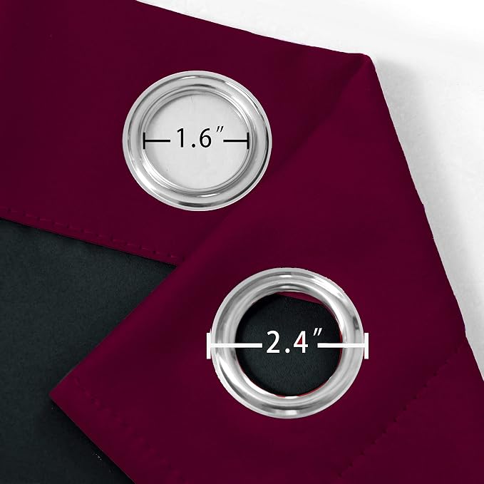 100% Blackout Curtains 52 x 63 Inch/Burgundy Red Curtains 2 Panels - Image 6