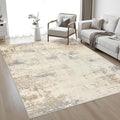 Area Rug Living Room: 4x6 Modern Washable Soft Carpet Beige Brown | by FXRHLP