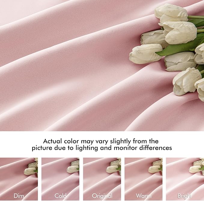 MIULEE Light Pink Back Tab Blackout Curtains 52x90 Inch Long 2 Panels Set | Rod - Image 8