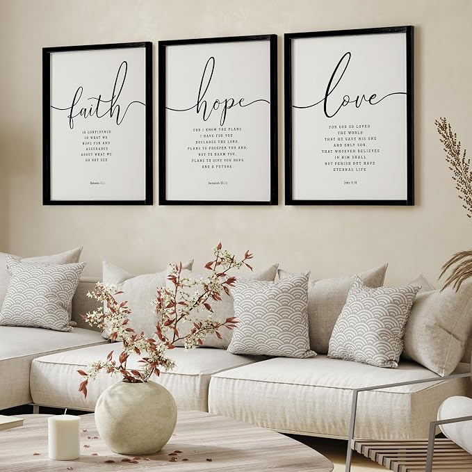 Houmury Set of 3 Framed Farmhouse Bible Verses Wall Decor Sign 11”x14” - Image 3