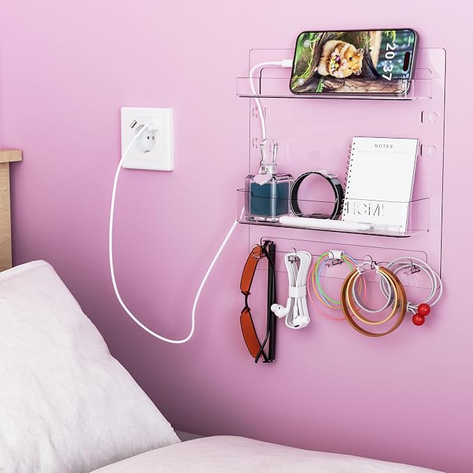 SuoXing Bedside Wall Organizer for Bedroom, Small Rooms, Nightstand and Bedside by SuoxingStorage