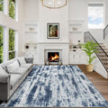 6x9 Area Rugs for Living Room: Washable Abstract Blue Grey Badroom Carpet | by GENTDRIZZ