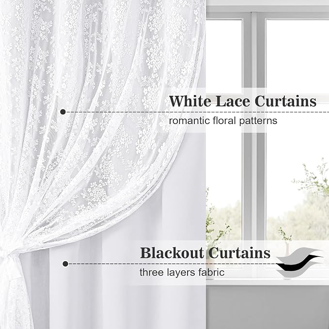 Yinhua Blackout Curtains for Bedroom Double Layer Grey Curtains for Living Room - Image 2