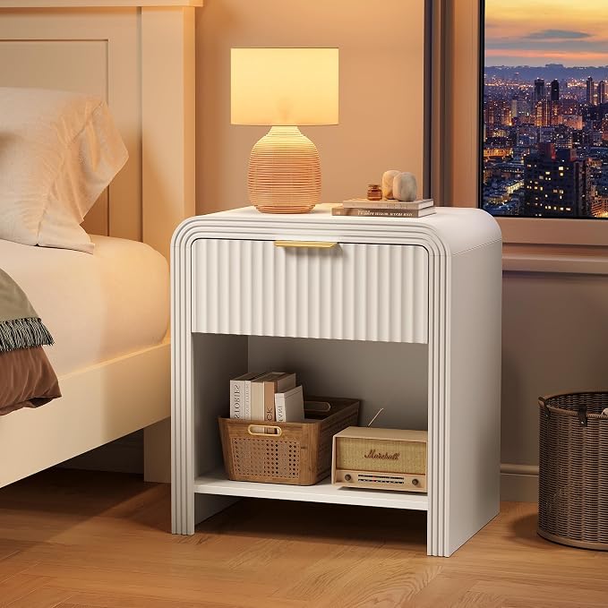 Decofy Fluted 1-Drawer Nightstand Set of 2 - Image 7