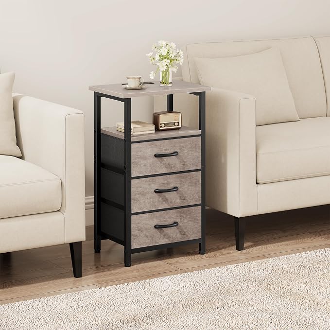 Nightstand with Charging Station, Bedside Table with USB Ports and Outlet - Image 4
