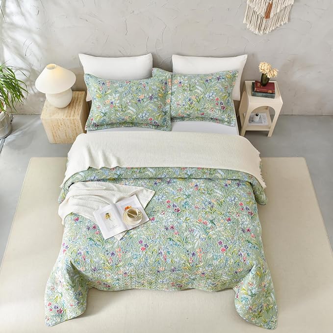 QSH 100% Cotton Oversized King Quilt Bedspread Bedding Set - Image 9