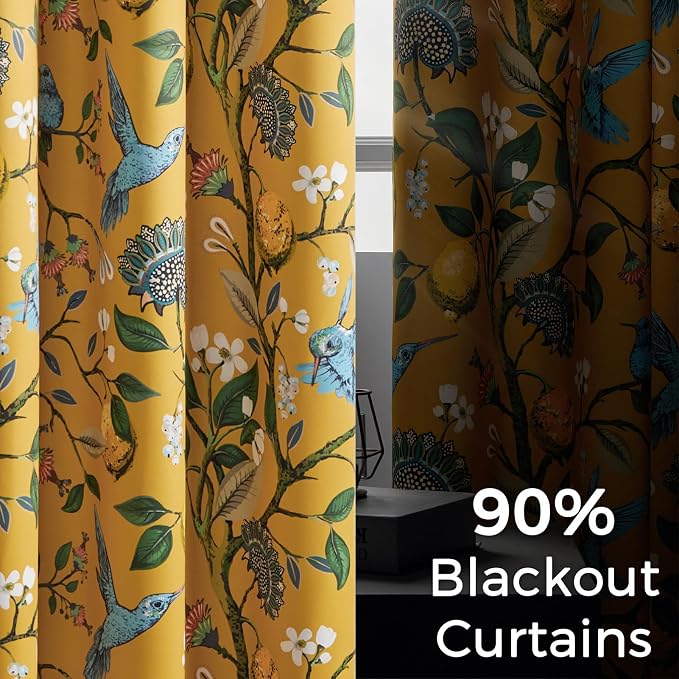 Topfinel Mustard Yellow Vintage Curtains & Drapes 84 Inches Long, Grommet - Image 4