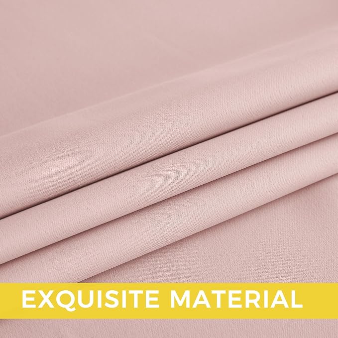 NICETOWN Blush Pink Room Darkening Curtains 50 Inches Long 2 Panels - Image 5