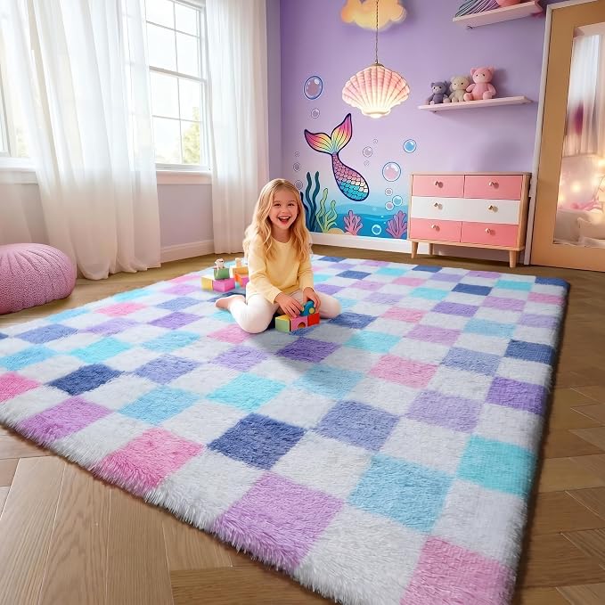 KICMOR Purple Rainbow Area Rugs by KICMOR