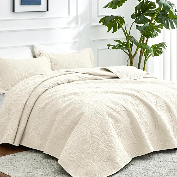 Love's cabin Quilts for Full Bed Beige Bedspread Comforters Bedding Set - Image 2