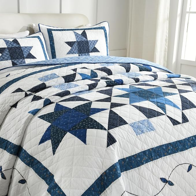Secgo Handmade Quilted 100% Cotton Queen Comforter Set - Image 2