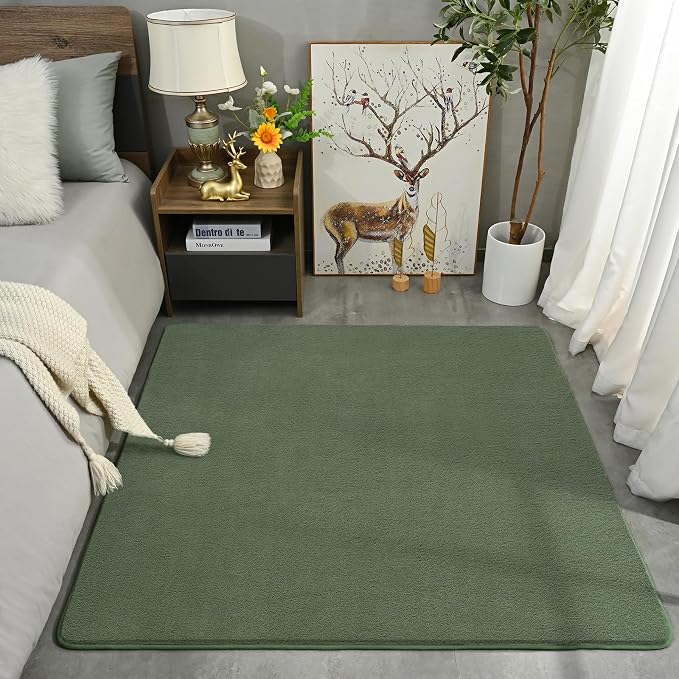 4x4 Square Area Rugs for Bedroom Living Room, Sage Green Fluffy Rug | Thickened - Image 7