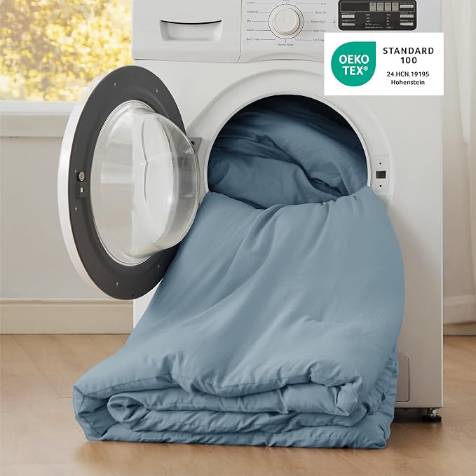 Bedsure Queen Comforter Set, Dusty Blue Soft Prewashed Bedding - Image 5