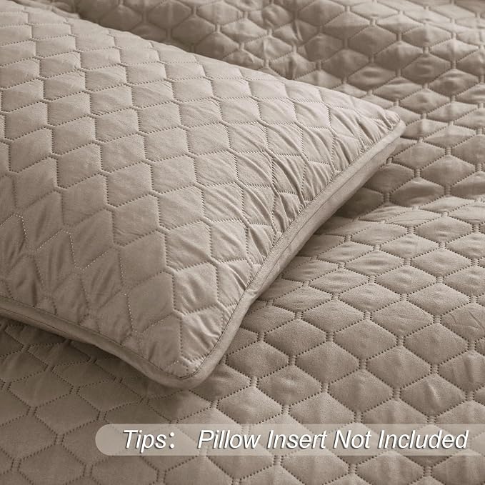 Exclusivo Mezcla Reversible Full Queen Quilt Bedding Set, Taupe | Lightweight - Image 5