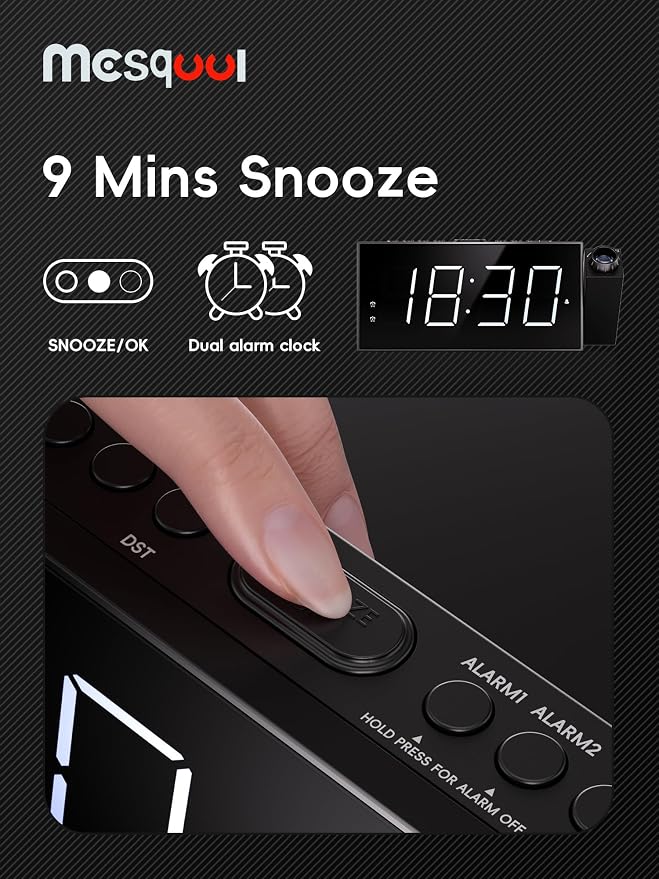 Mesqool Digital Projection Alarm Clock - Image 8