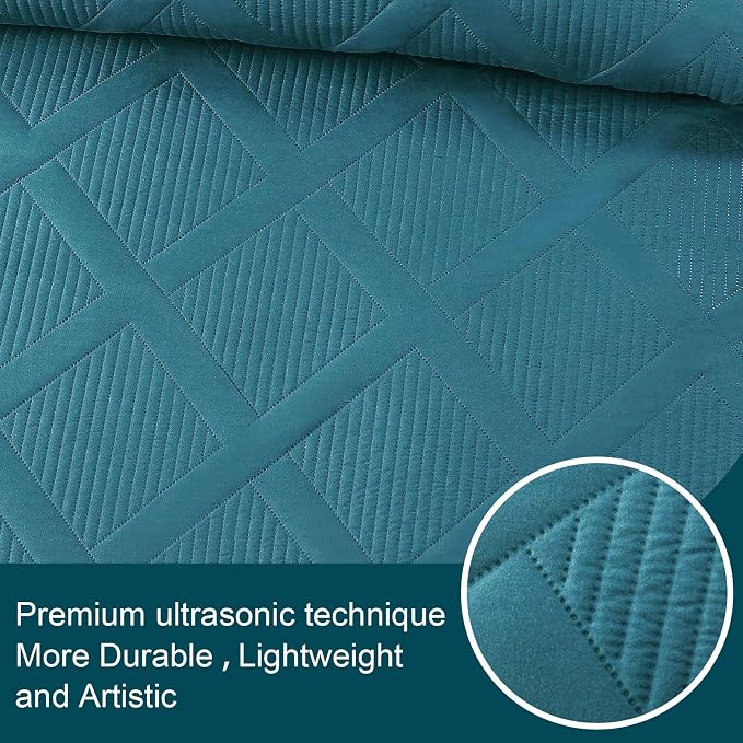 Exclusivo Mezcla Twin Size Quilt Set, Teal | Soft Bedspreads - Image 4