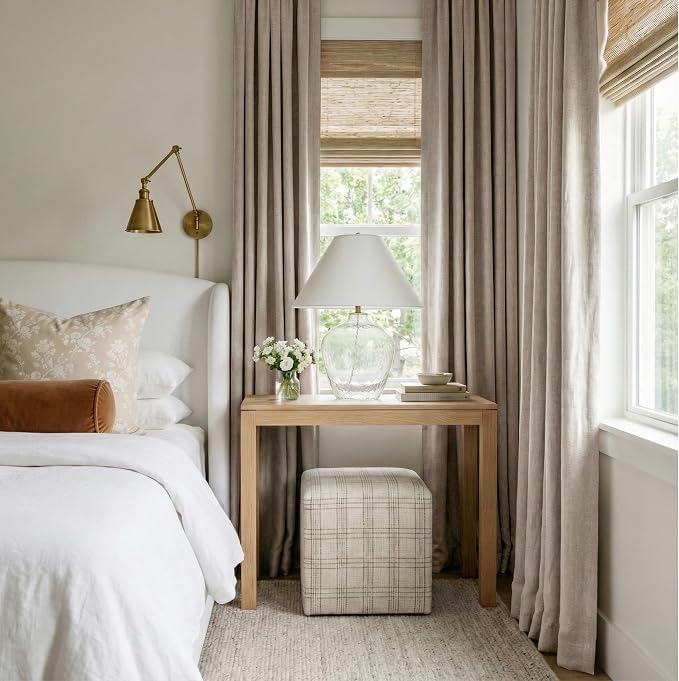 RYB HOME Natural Beige 100% Blackout Linen Curtains 72 Inches - Image 2