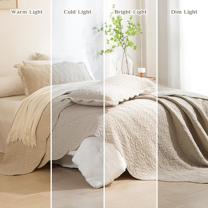 CozyTide Oversized King Bedspread 128"x120", Stone-Washed Cotton Wheat Leaves - Image 7