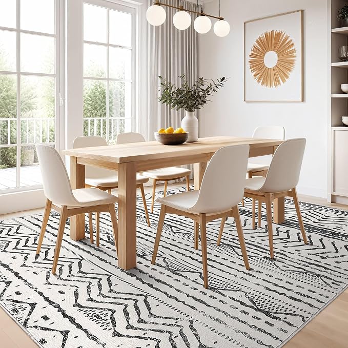 Nakagishi Black Rug Living Room Rugs: 9x12 Machine Washable Boho Large Neutral - Image 6